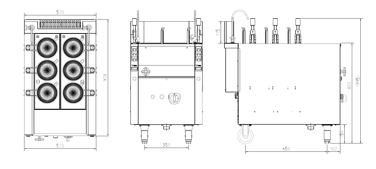 燃?xì)饬^自動(dòng)升降煮面機(jī)三視圖