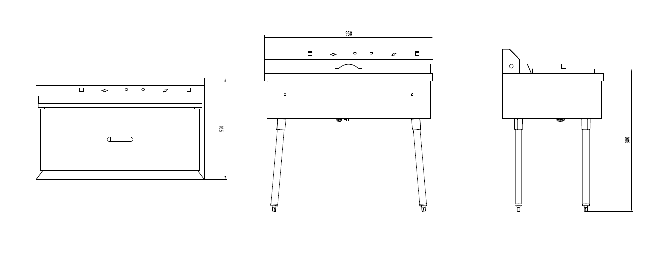 自動(dòng)控溫電炸鍋三視圖