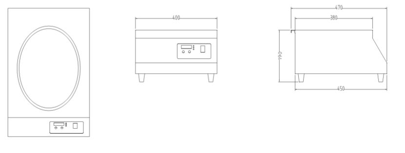 臺(tái)式電磁炒爐三視圖